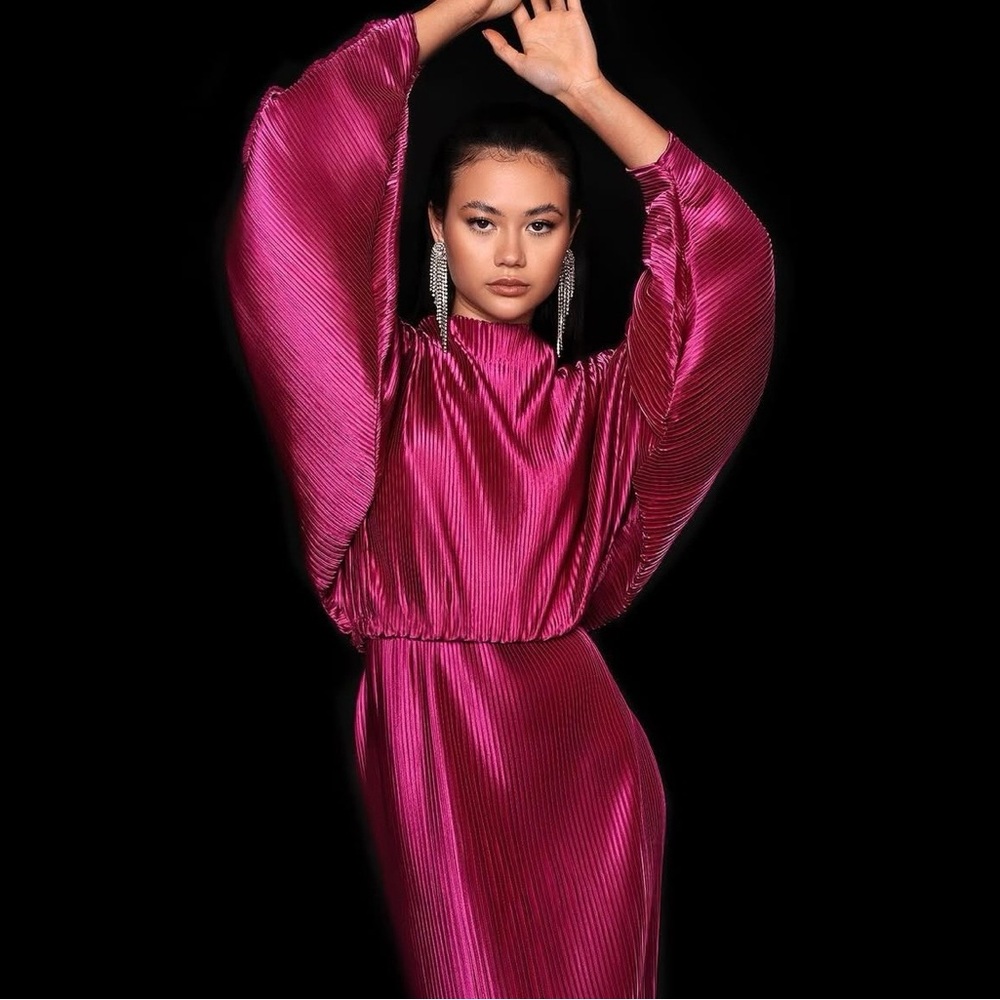 SMP London Vibrant Pink Pleated Dress